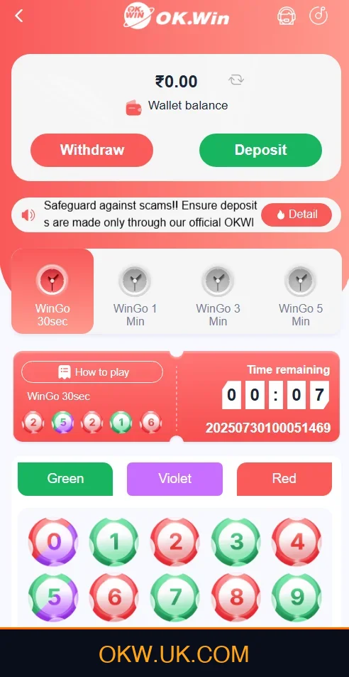 Ok Win Wingo Colour Prediction Game Interface