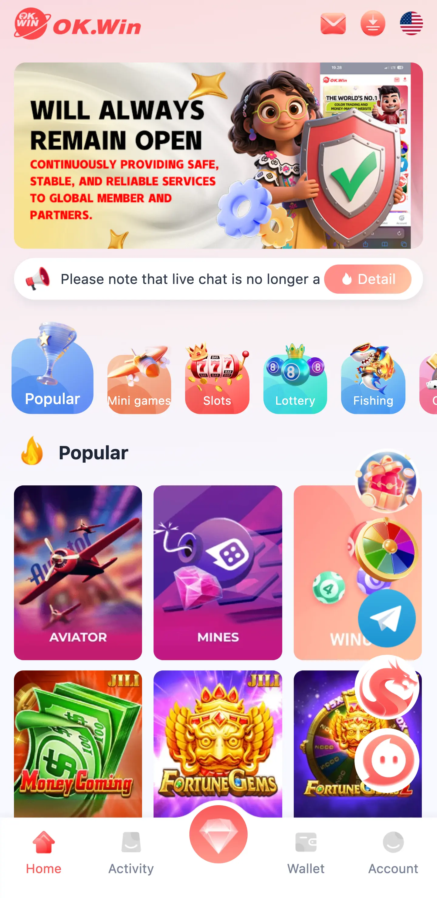 Ok Win App Screenshot - Mobile Gaming Interface