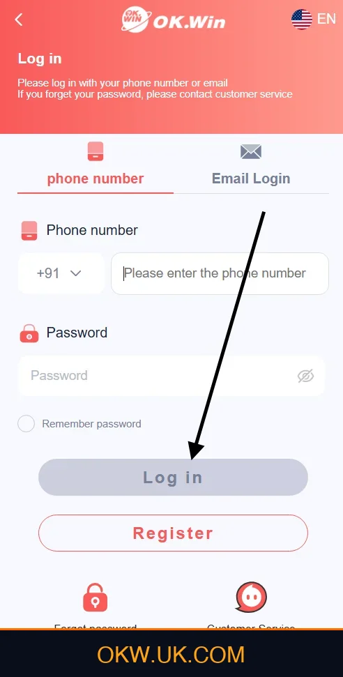 Tap Login Button on Ok Win